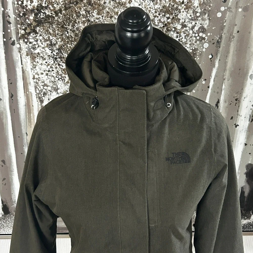 The North Face Womens Tweed Inlux Hyvent Insulated Hooded‎ Olive Jacket - XS